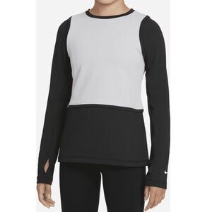 Nike Pro Warm Dri-FIT Girls Long Sleeve Top M Black Grey